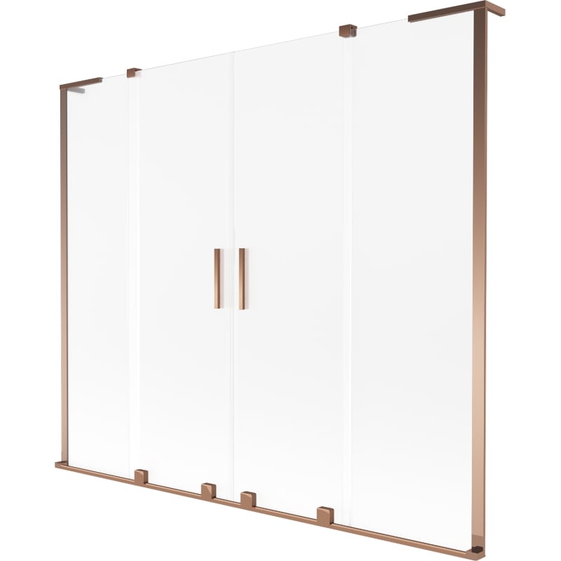 Mexen Velar L Duo Badewannenfaltwand 2-flügelig zum Ausziehen 170 x 150 cm, satiniert, Roségold - 896-170-003-32-60