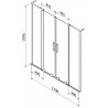 Mexen Velar L Duo Badewannenfaltwand 2-flügelig zum Ausziehen 170 x 150 cm, satiniert, Roségold - 896-170-003-32-60