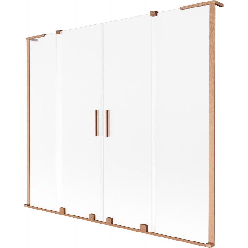 Mexen Velar L Duo Badewannenabtrennung 2-flügelige Schiebetür 170 x 150 cm, Frost, gebürstetes Kupfer - 896-170-003-32-65