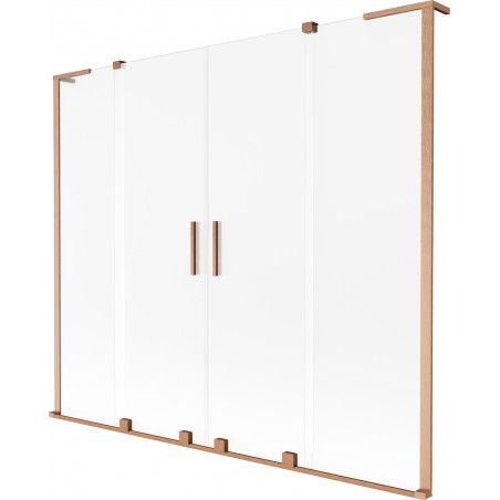 Mexen Velar L Duo Badewannenabtrennung 2-flügelige Schiebetür 170 x 150 cm, Frost, gebürstetes Kupfer - 896-170-003-32-65