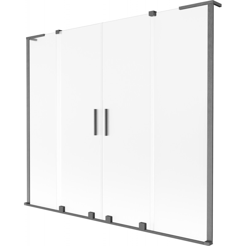 Mexen Velar L Duo Duschwand 2-flügelig schiebbar 170 x 150 cm, Eisoptik, gebürstetes Gun Gray - 896-170-003-32-66