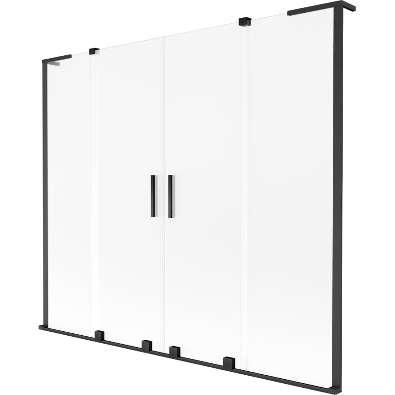 Mexen Velar L Duo Badewannenfaltwand 2-flügelig verschiebbar 170 x 150 cm, Frost, Schwarz - 896-170-003-32-70