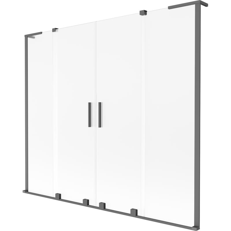 Mexen Velar L Duo Duschabtrennung 2-flügelig verschiebbar 170 x 150 cm, Frost, Gun Metal - 896-170-003-32-95