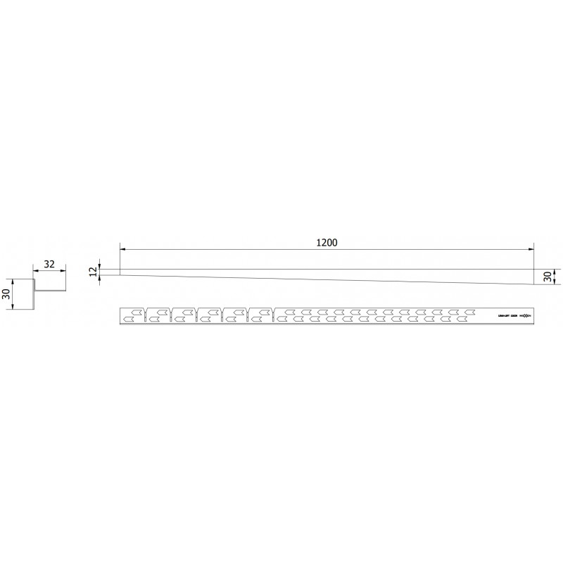 Mexen Line-B Bodenabschlüsse Leiste 120 cm links, gold - 185001120L