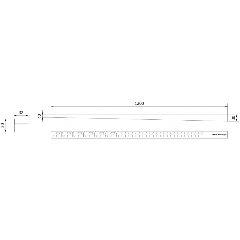 Mexen Line-B Boden-Abfallleiste 120 cm links, gebürstetes Gold - 185501120L