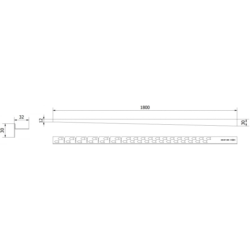 Mexen Line-B Bodenabschlussschiene 180 cm links, Inox - 181001180L