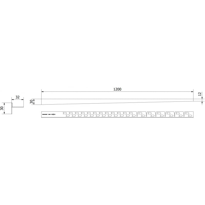 Mexen Line-B Bodenabfallleiste 120 cm rechts, schwarz - 187001120R