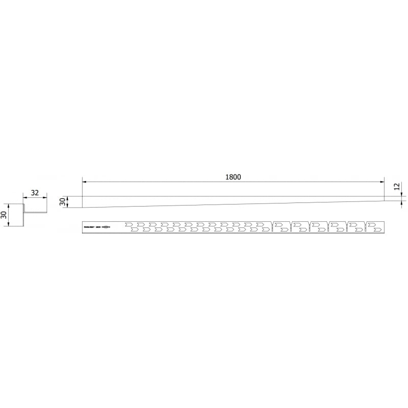 Mexen Line-B Bodenabschlussleiste 180 cm rechts, gebürstet gold - 185501180R