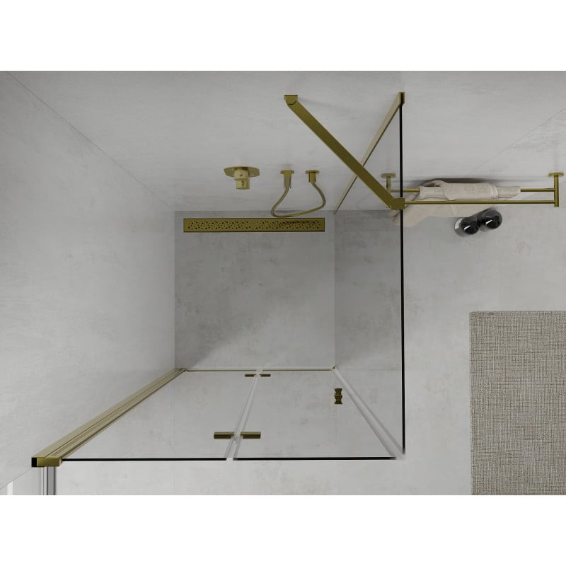 Mexen Lima faltbare Duschkabine 90 x 90 cm, transparent, gold - 856-090-090-50-00
