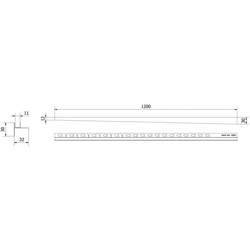 Mexen Line-B Abgussleiste für Glas 120 cm links, Inox - 181004120L
