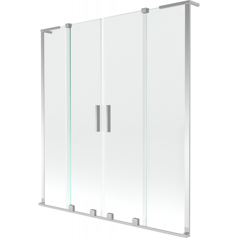 Mexen Velar L Duo-Duschtrennwand, 2-flügelig, verschiebbar, 140 x 150 cm, transparent, Chrom - 896-140-003-02-01