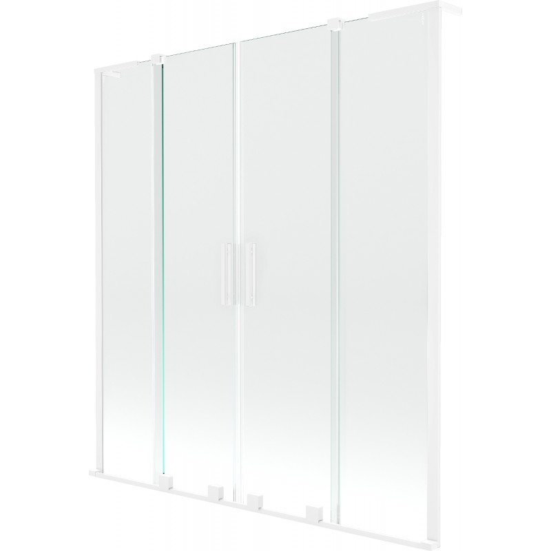 Mexen Velar L Duo Badewannenabtrennung 2-flügelig verschiebbar 140 x 150 cm, transparent, weiß - 896-140-003-02-20