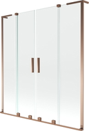 Mexen Velar L Duo Badewannenabtrennung 2-flügelig verschiebbar 140 x 150 cm, transparent, Roségold - 896-140-003-02-60