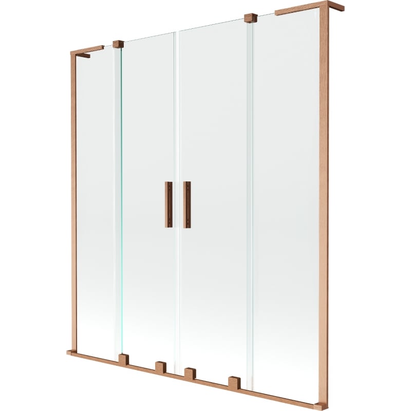 Mexen Velar L Duo Badewannenfaltwand 2-flügelig verschiebbar 140 x 150 cm, transparent, gebürstetes Kupfer - 896-140-003-02-65