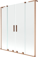 Mexen Velar L Duo Badewannenfaltwand 2-flügelig verschiebbar 140 x 150 cm, transparent, gebürstetes Kupfer - 896-140-003-02-65