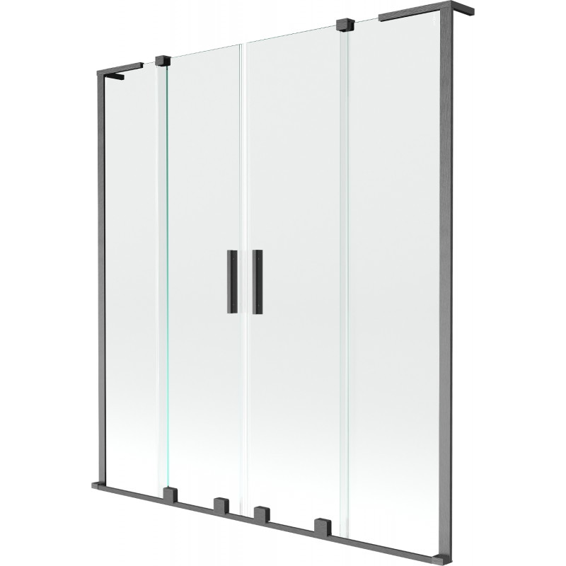 Mexen Velar L Duo Duschwand 2-flügelig, verschiebbar 140 x 150 cm, transparent, gebürstet gun gray - 896-140-003-02-66