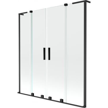 Mexen Velar L Duo-Badewannenabtrennung, 2-flügelig, 140 x 150 cm, transparent, schwarz - 896-140-003-02-70