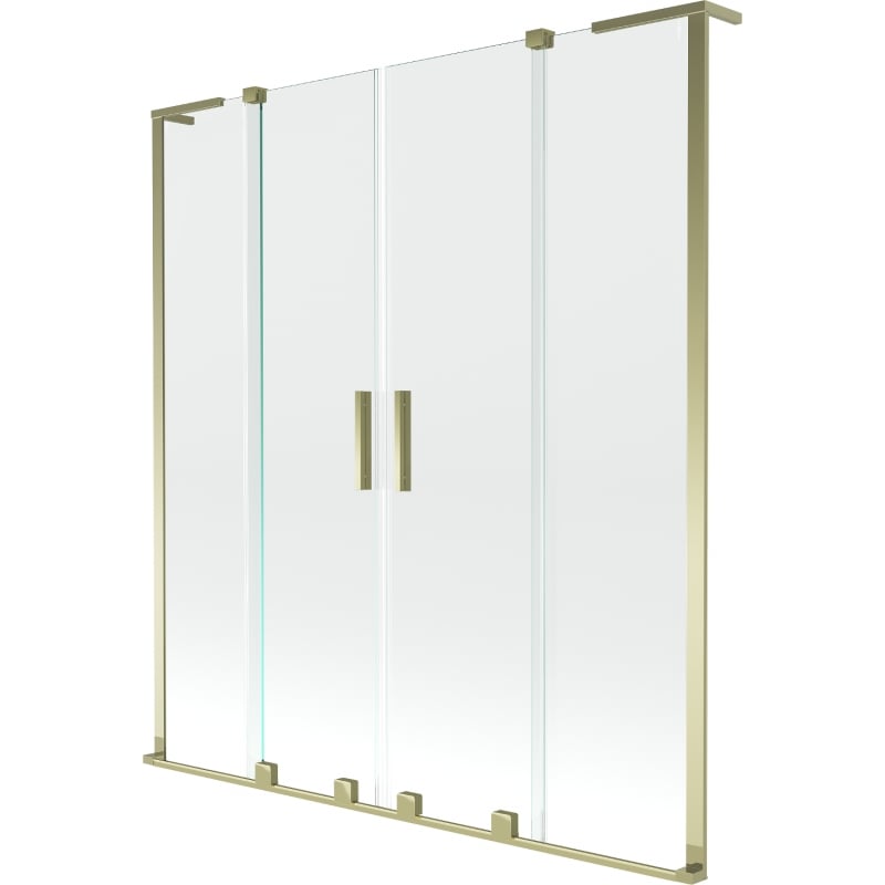 Mexen Velar L Duo Badewannenabtrennung 2-flügelig schiebbar 160 x 150 cm, transparent, gold - 896-160-003-02-50