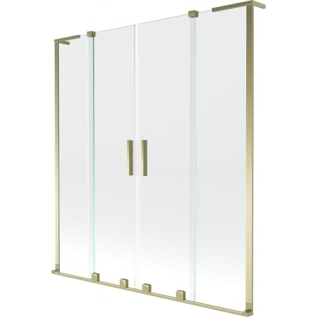 Mexen Velar L Duo Badewannenabtrennung 2-flügelig schiebbar 160 x 150 cm, transparent, gold - 896-160-003-02-50