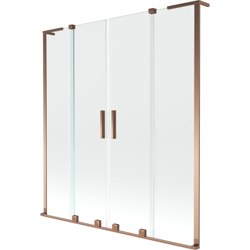 Mexen Velar L Duo Badewannenwand 2-flügelig verschiebbar 160 x 150 cm, transparent, Roségold - 896-160-003-02-60