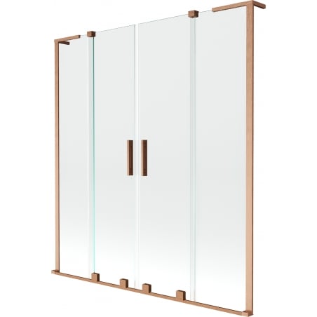 Mexen Velar L Duo Duschwand, 2-flügelig, verschiebbar, 160 x 150 cm, transparent, gebürstetes Kupfer - 896-160-003-02-65