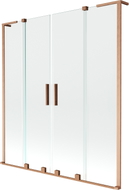 Mexen Velar L Duo Duschwand, 2-flügelig, verschiebbar, 160 x 150 cm, transparent, gebürstetes Kupfer - 896-160-003-02-65