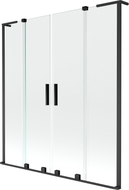 Mexen Velar L Duo Badewannen-Faltwand 2-flügelig verschiebbar 160 x 150 cm, transparent, schwarz - 896-160-003-02-70