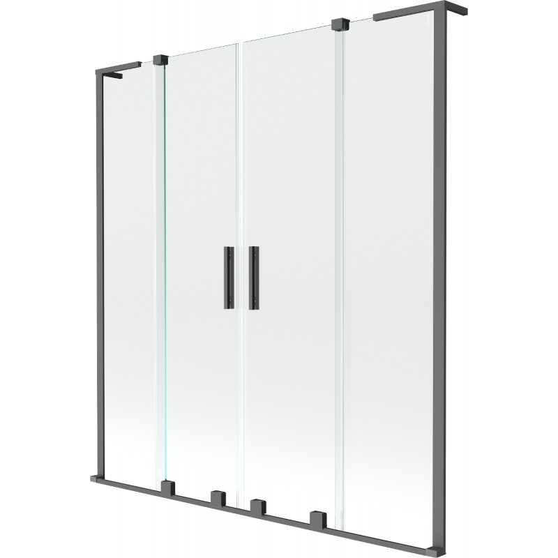 Mexen Velar L Duo Duschwand 2-flügelig verschiebbar 160 x 150 cm, transparent, gun metal - 896-160-003-02-95