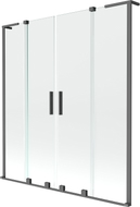Mexen Velar L Zweiteilige Duschabtrennung, 2-teilig, zum Aufschieben, 160 x 150 cm, transparent, Gun Metal - 896-160-003-02-95