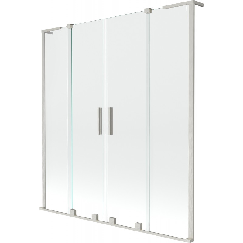 Mexen Velar L Duo Badewannenfaltwand 2-flügelig, verschiebbar 160 x 150 cm, transparent, gebürstetes Nickel - 896-160-003-02-97