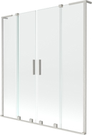 Mexen Velar L Duo Badewannenfaltwand 2-flügelig, verschiebbar 160 x 150 cm, transparent, gebürstetes Nickel - 896-160-003-02-97