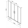 Mexen Velar L Duo Badewannenfaltwand 2-flügelig, verschiebbar 160 x 150 cm, transparent, gebürstetes Nickel - 896-160-003-02-97
