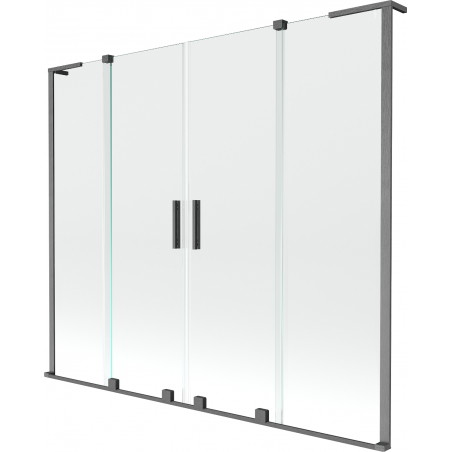 Mexen Velar L Duo Duschabtrennung zum Schieben, 2-teilig, 170 x 150 cm, transparent, gebürstet, gun gray - 896-170-003-02-66