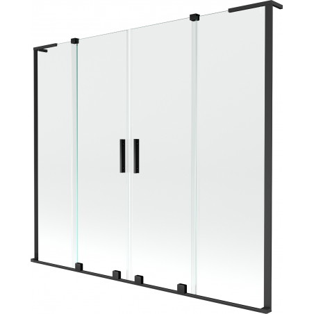 Mexen Velar L Duo Badewannenfaltwand, 2-flügelig, 170 x 150 cm, transparent, schwarz - 896-170-003-02-70