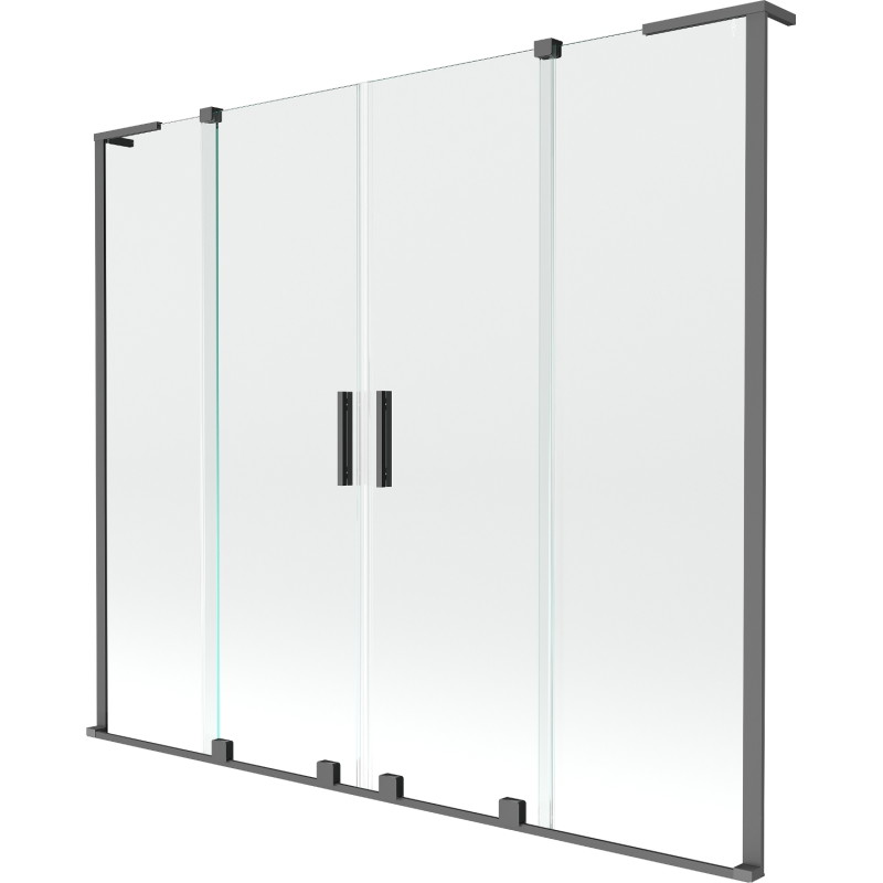 Mexen Velar L Duo-Badewannenaufsatz, 2-flügelig, verschiebbar 170 x 150 cm, transparent, Gun Metal - 896-170-003-02-95