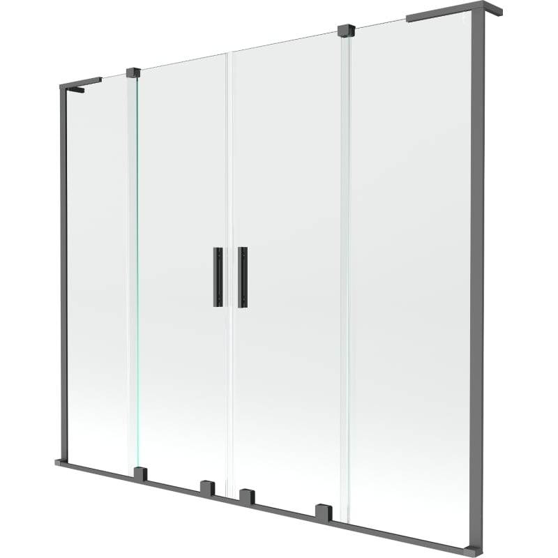 Mexen Velar L Duo-Badewannenfaltwand 2-flügelig, 170 x 150 cm, transparent, Gun Metal - 896-170-003-02-95