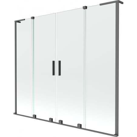 Mexen Velar L Duo-Badewannenfaltwand 2-flügelig, 170 x 150 cm, transparent, Gun Metal - 896-170-003-02-95