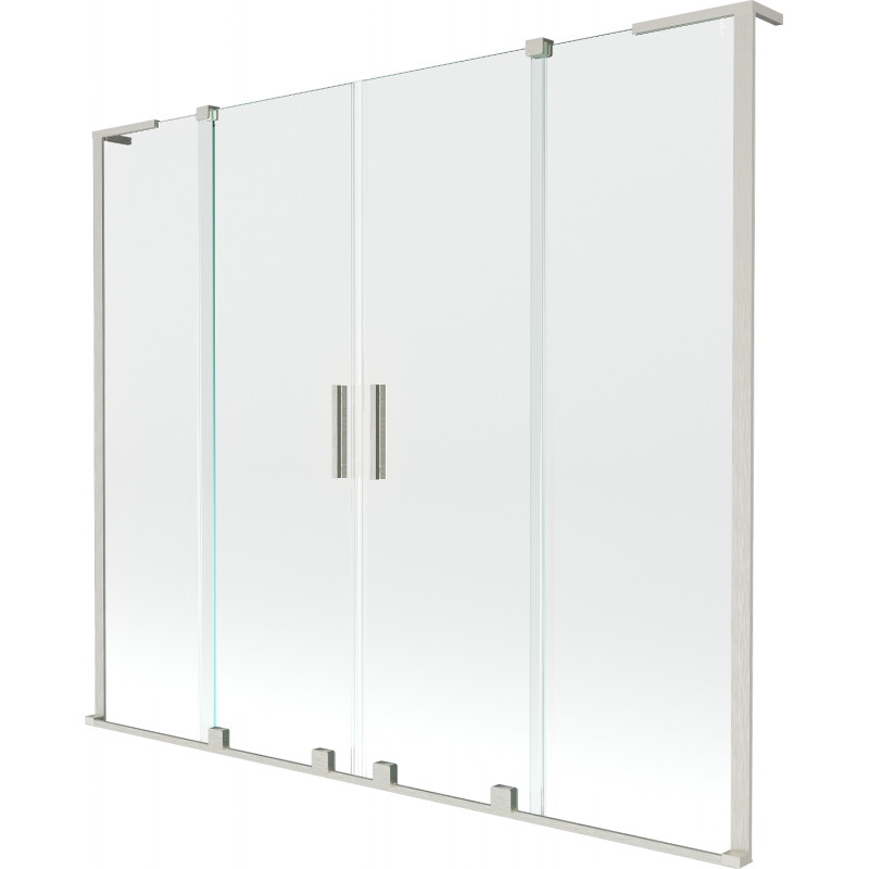 Mexen Velar L Duo Badewannen-Faltwand, 2-flüglig, 170 x 150 cm, transparent, gebürstetes Nickel - 896-170-003-02-97