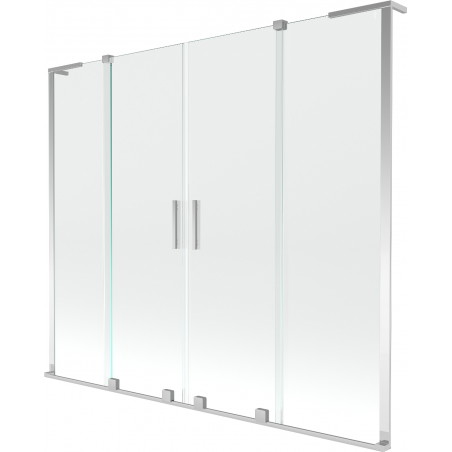 Mexen Velar L Duo Badewannenabtrennung 2-flügelig verschiebbar 200 x 150 cm, transparent, Chrom - 896-200-003-02-01