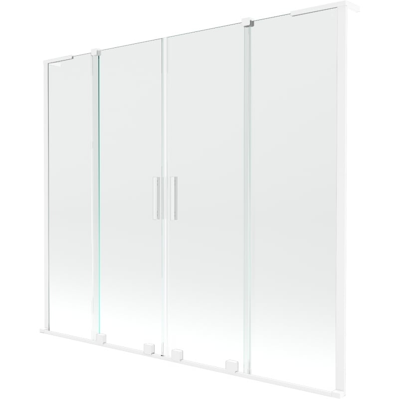 Mexen Velar L Duo Badewannenabtrennung, 2-flügelig, verschiebbar, 200 x 150 cm, transparent, weiß - 896-200-003-02-20