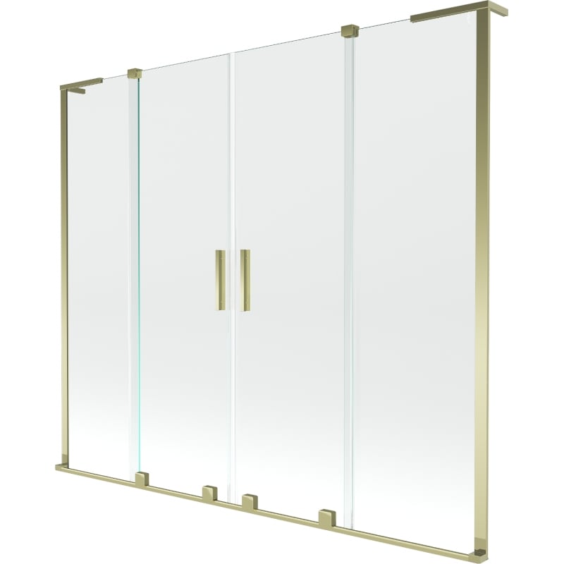 Mexen Velar L Duo Badewannenabtrennung 2-flügelig verschiebbar 200 x 150 cm, transparent, gold - 896-200-003-02-50