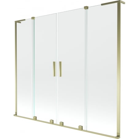 Mexen Velar L Duo Badewannenabtrennung 2-flügelig verschiebbar 200 x 150 cm, transparent, gold - 896-200-003-02-50