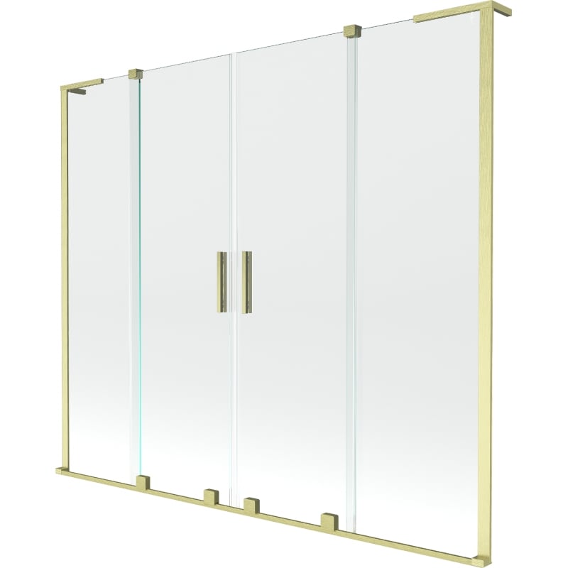 Mexen Velar L Duo Duschabtrennung, 2-flügelig, verschiebbar, 200 x 150 cm, transparent, gold gebürstet - 896-200-003-02-55