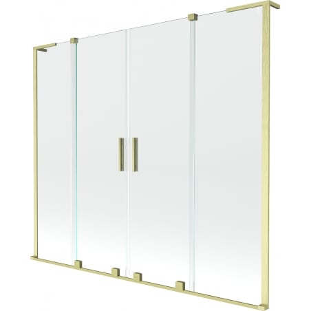 Mexen Velar L Duo Duschabtrennung, 2-flügelig, verschiebbar, 200 x 150 cm, transparent, gold gebürstet - 896-200-003-02-55