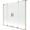 Mexen Velar L Duo-Duschabtrennung, 2-flügelig, verschiebbar, 200 x 150 cm, transparent, gebürstetes Kupfer - 896-200-003-02-65
