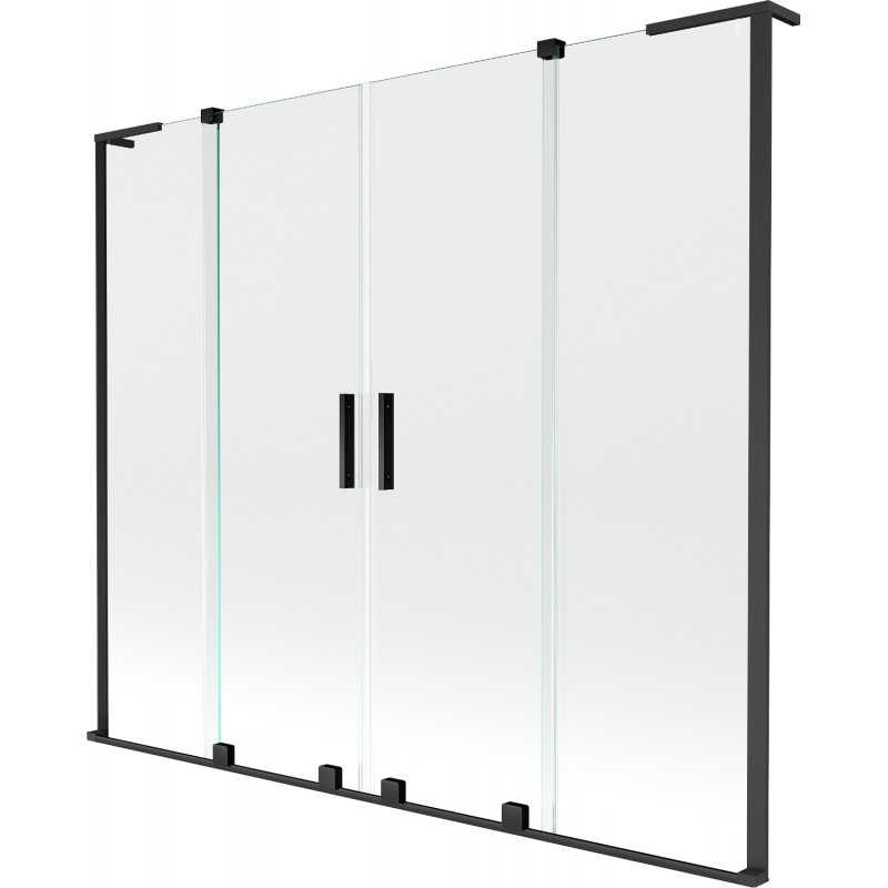 Mexen Velar L Duo Badewannenabtrennung 2-flügelig verschiebbar 200 x 150 cm, transparent, schwarz - 896-200-003-02-70