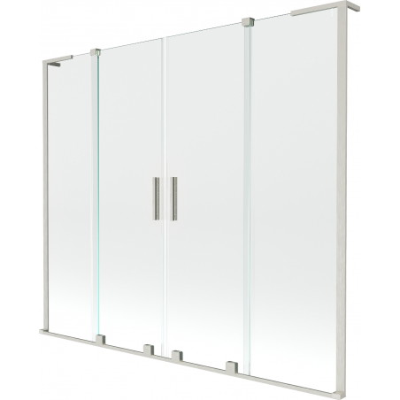 Mexen Velar L Duo Badewannenfaltwand 2-flügelig schiebbar 200 x 150 cm, transparent, gebürstetes Nickel - 896-200-003-02-97
