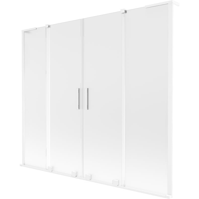 Mexen Velar L Duo Badewannenabtrennung, 2-flügelig, verschiebbar, 200 x 150 cm, Frost, Weiß - 896-200-003-32-20