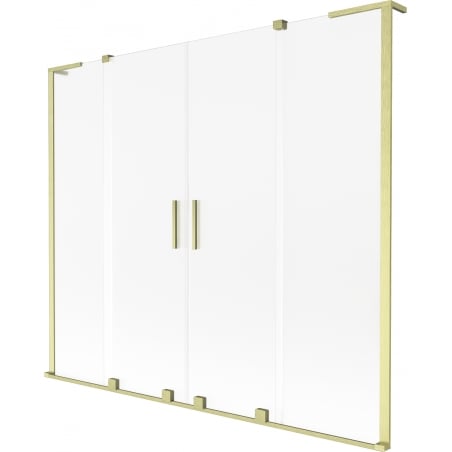 Mexen Velar L Duo 2-flügelige, verschiebbare Badewannenabtrennung 200 x 150 cm, Frost, gebürstet Gold - 896-200-003-32-55