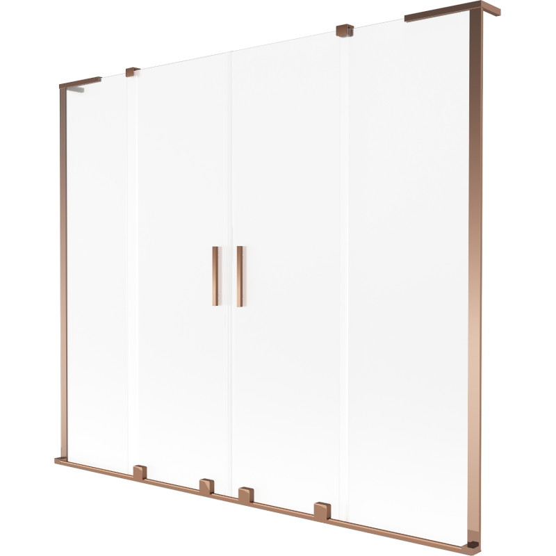 Mexen Velar L Duo-Badewannenabtrennung, 2-flügelig, verschiebbar, 200 x 150 cm, matt, Roségold - 896-200-003-32-60